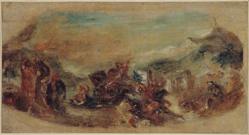 Attila suivi de ses hordes barbares foule aux pieds l’Italie et les Arts as a canvas print