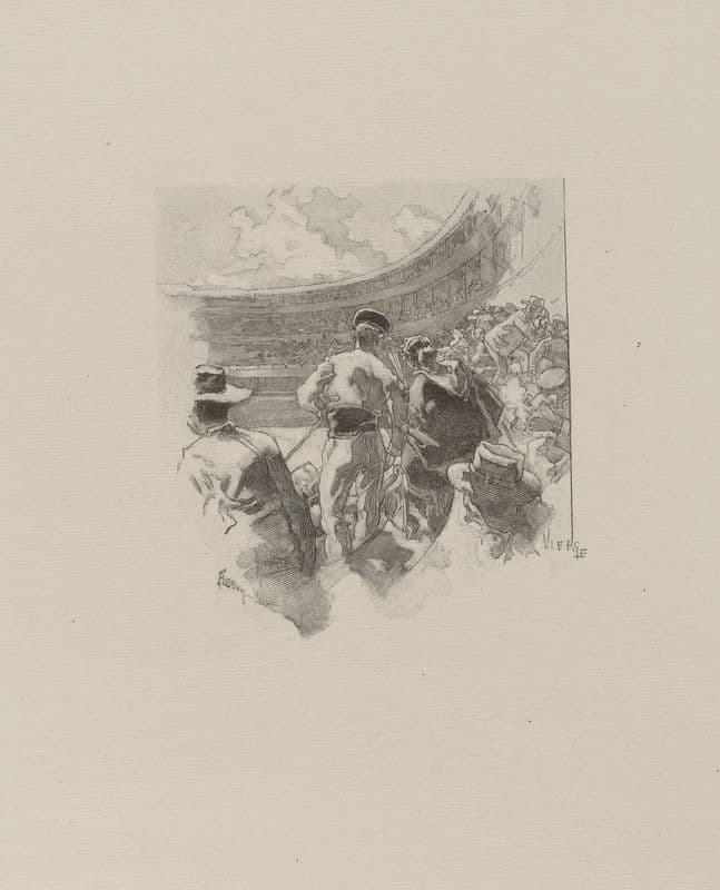 Audience at a bull-fight. as a canvas print