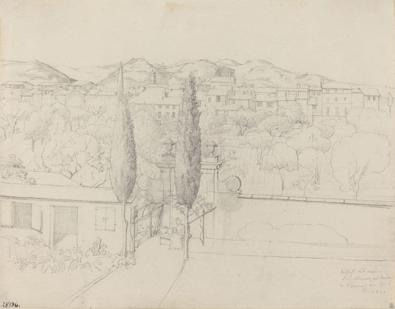 Aussicht aus meinem Fenster, via valfonda in Florenz (Gardens in Florence Seen from the Artist’s Window) as a canvas print