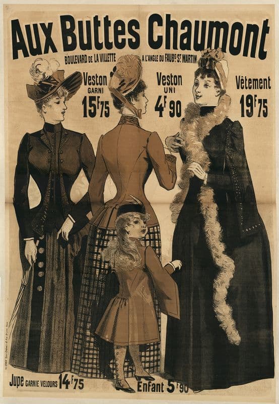 Aux Buttes Chaumont. Veston garni 15f75 – Veston uni 4f90 (1880-1890) as a canvas print