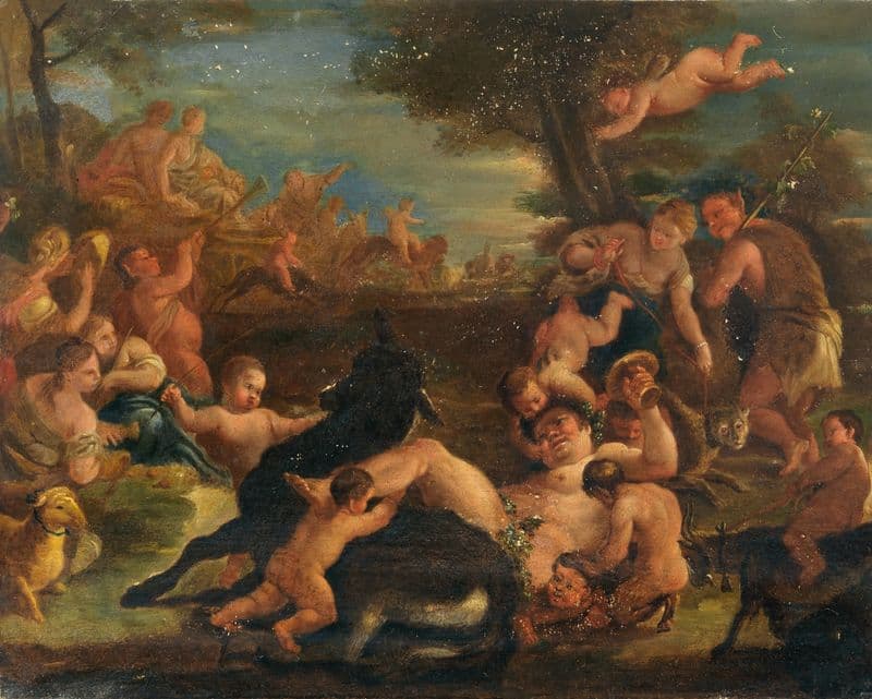 Bacchanal with the drunken Silenus as a canvas print