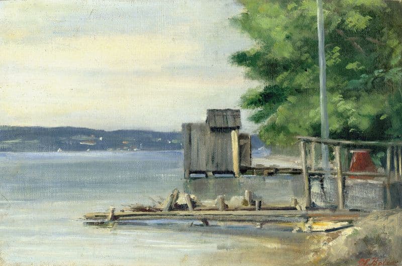 Badehütte am Starnberger See bei Ambach (circa 1880) as a canvas print