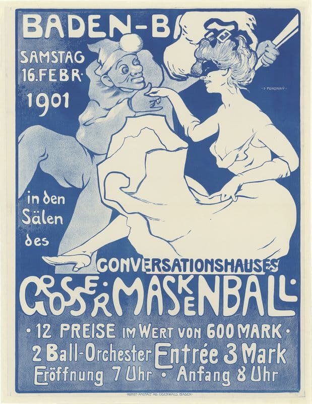 Baden-Baden, Samstag 16 Febr. 1901. Conversationshauses Grosser Maskenball as a canvas print