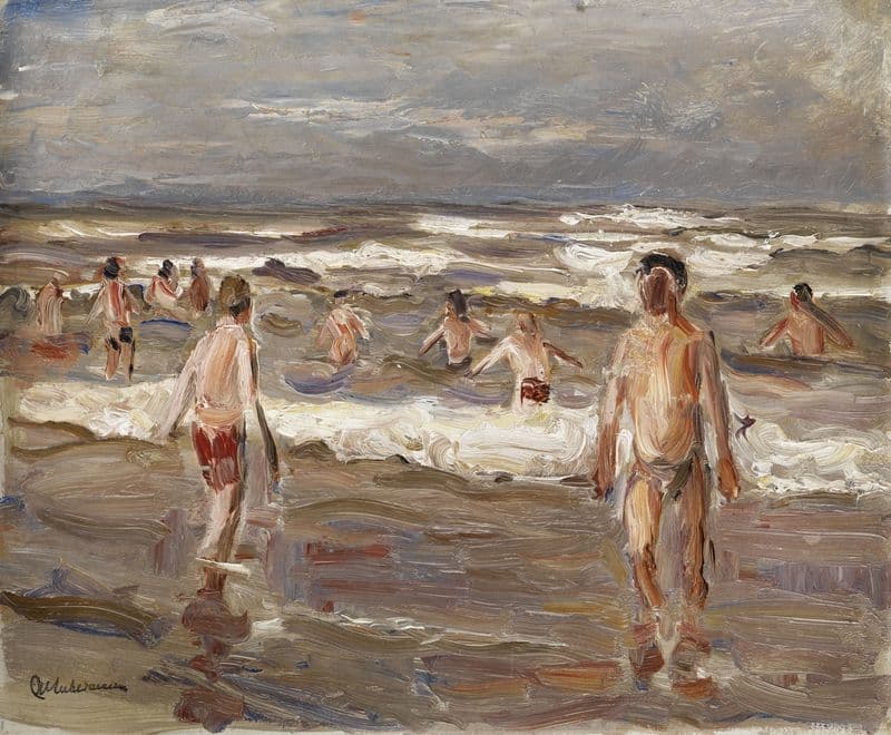 Badende Knaben im Meer as a canvas print