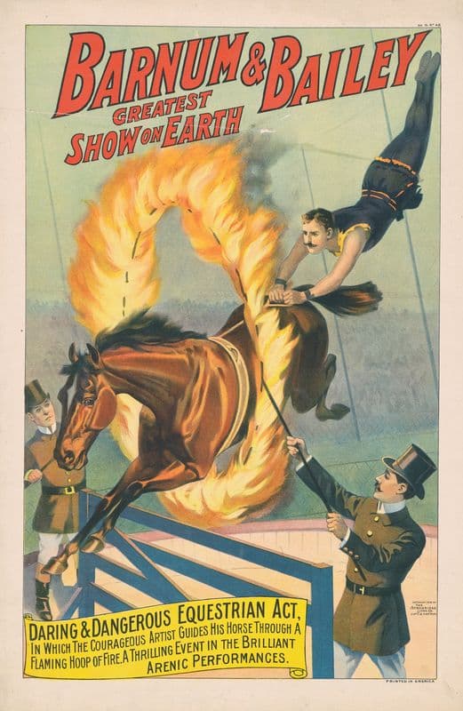 Barnum & Bailey greatest show on earth Daring and dangerous equestrian act … as a canvas print