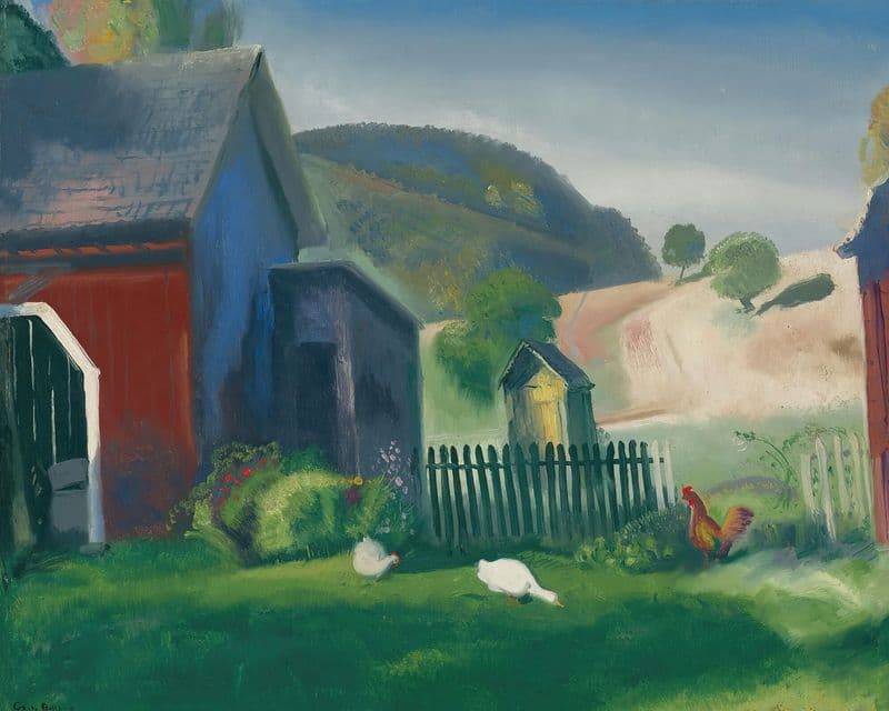 Barnyard And Chickens as a canvas print