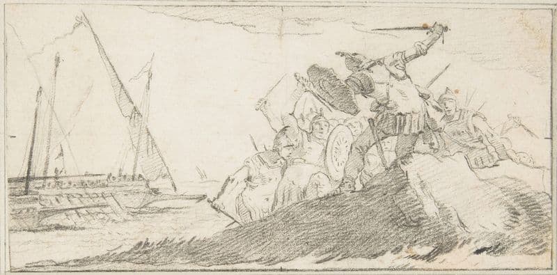 Battle by the Sea Coast (1696–1770) as a canvas print