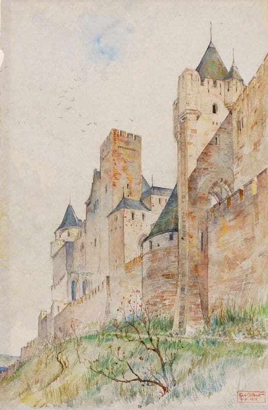 Battlements of Carcassonne, France as a canvas print