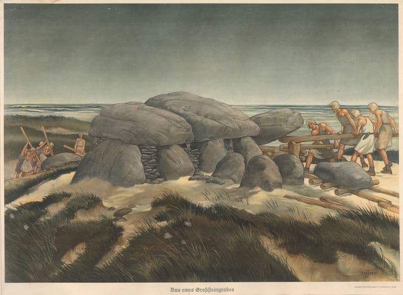 Bau eines Grosssteinsgrabes (Jüngere Steinzeit) as a canvas print