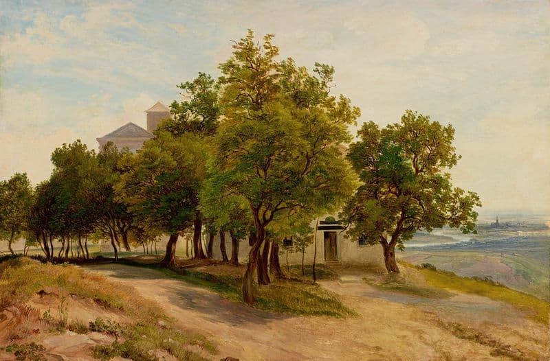 Baumgruppe auf dem Kahlenberg mit Blick auf Wien as a canvas print