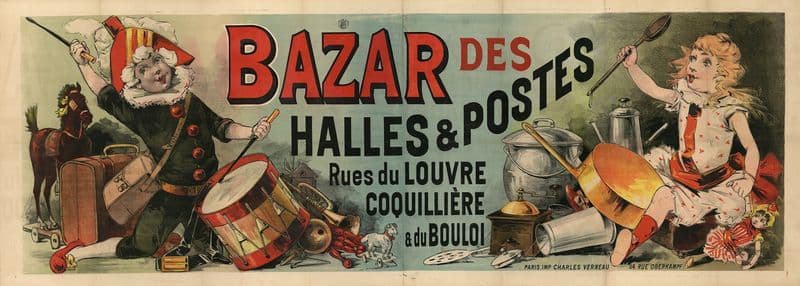 Bazar des Halles et Postes, rues du Louvre, Coquillière, du Bouloi as a canvas print