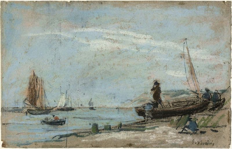 Beach with Fishing Boats (1870-79) as a canvas print