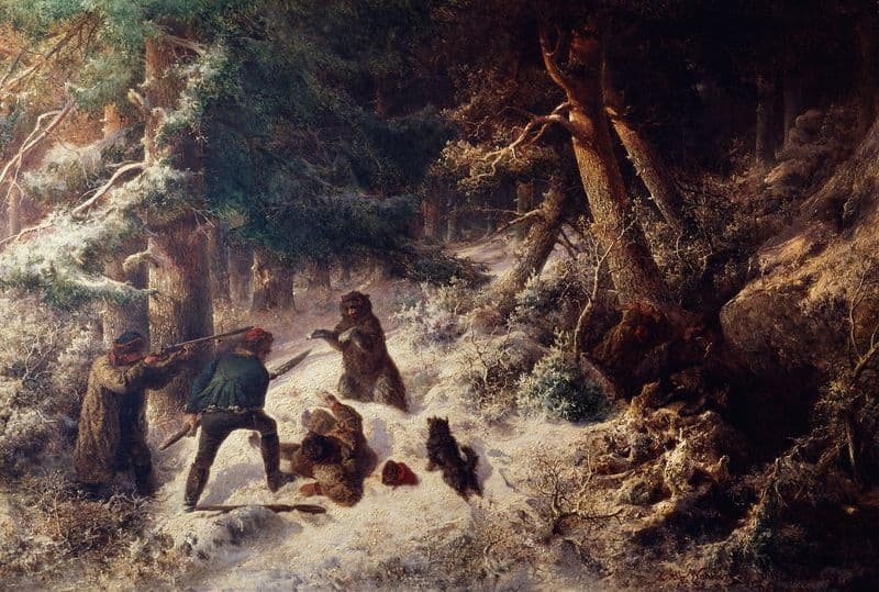 Bear-Hunting in the Winter as a canvas print