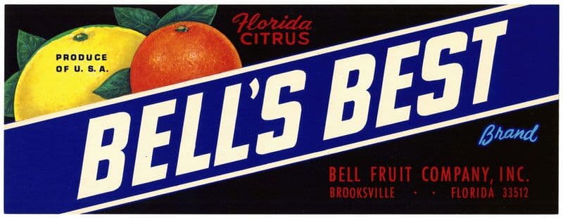 Bell’s Best Brand Florida Citrus Label (1930-1950) as a canvas print