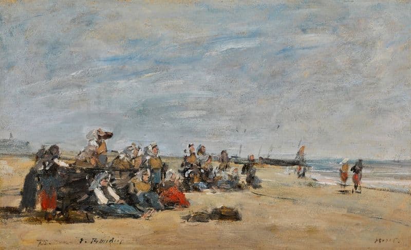 Berck, groupe de pêcheuses assises sur la grève as a canvas print