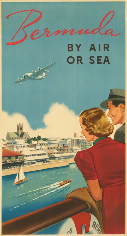 Bermuda By Air or Sea (circa 1940) as a canvas print
