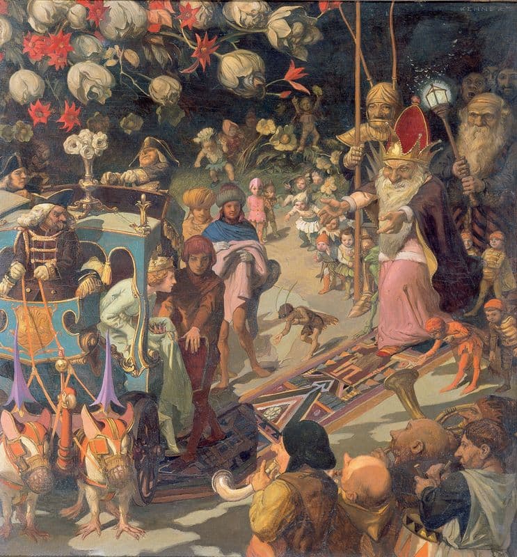 Besuch der Mondscheinprinzessin beim Zwergenkönig as a canvas print