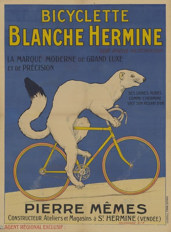 Bicyclette Blanche Hermine, sur pneu Hutchinson as a canvas print