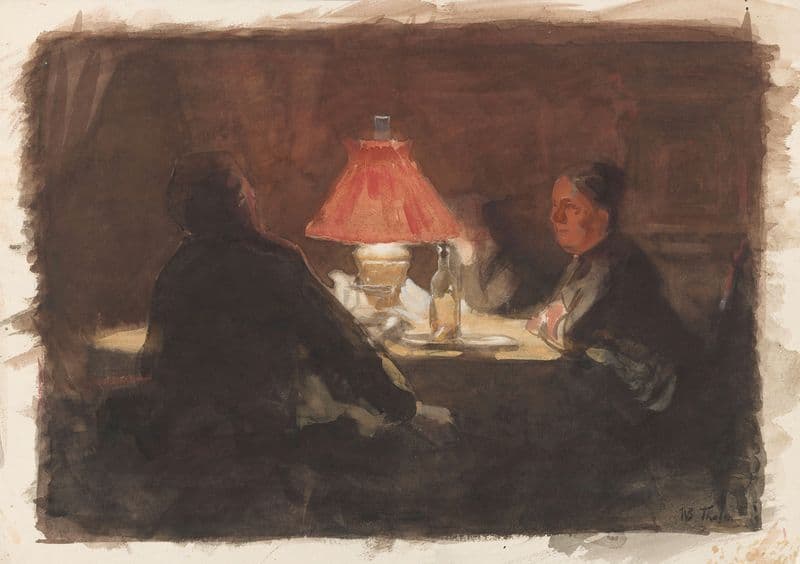 Bij de lamp (1870 - 1931) as a canvas print