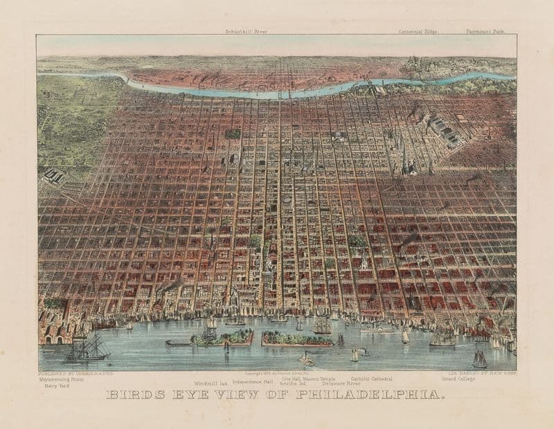 Birds eye view of Philadelphia as a canvas print