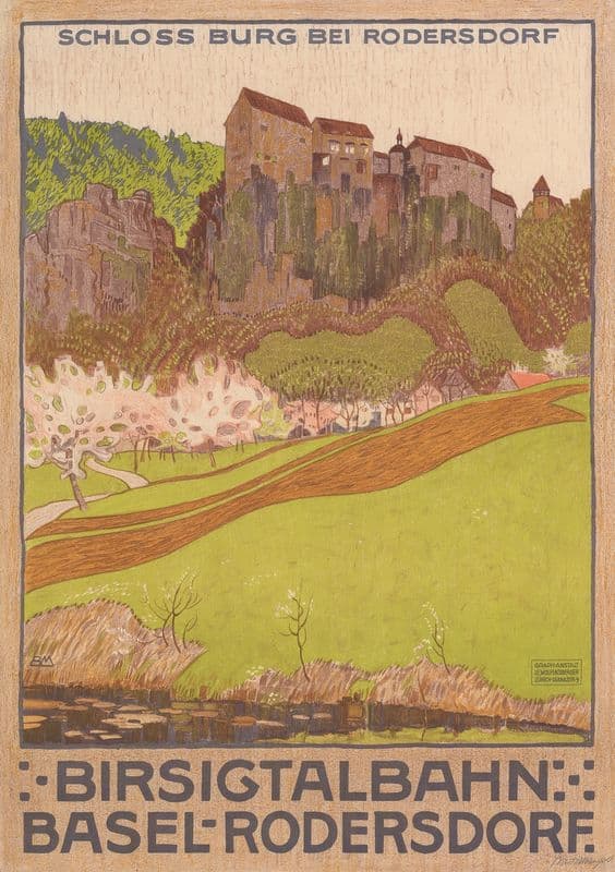 Birsigtalbahn Basel–Rodersdorf Depicted place Burg Castle as a canvas print