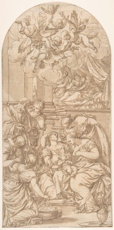 Birth of St. John the Baptist (17th century) as a canvas print
