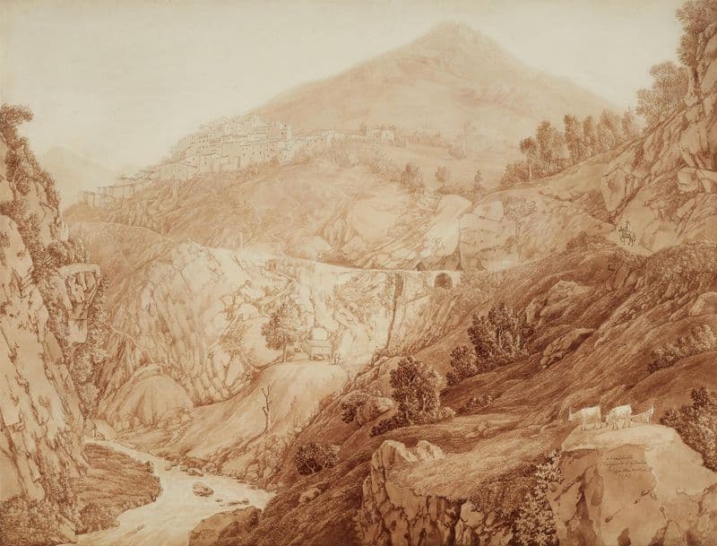 Blick auf Capistrello und den ’emissario di Claudio’ as a canvas print