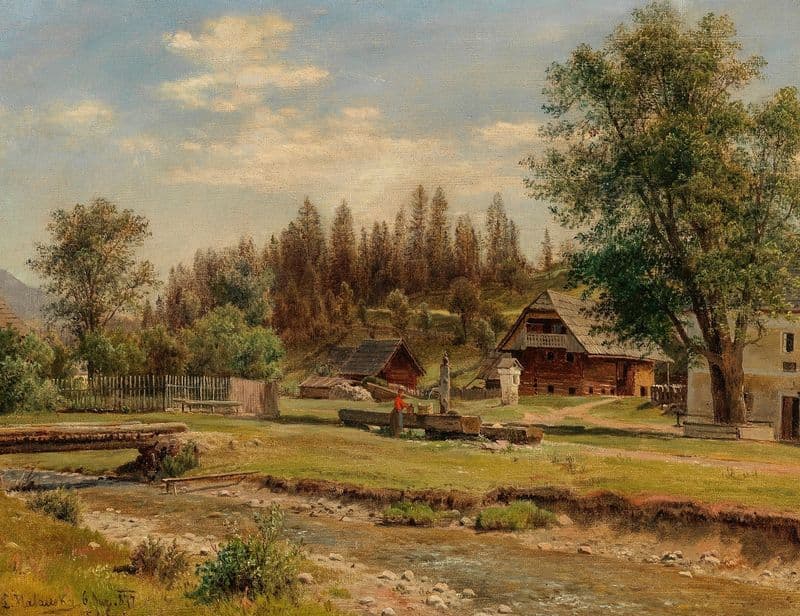 Blick auf das Dorf Tutschach bei Aflenz as a canvas print