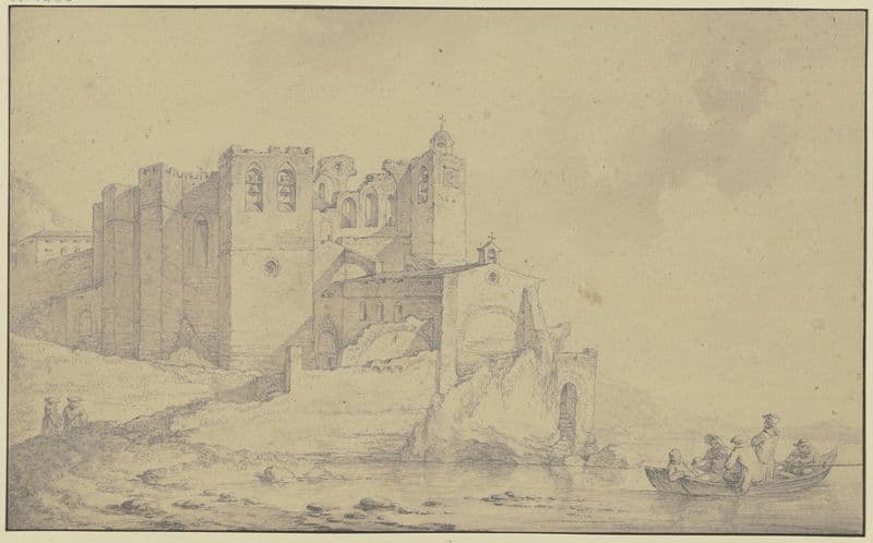 Blick auf ein altes Schloss an der Rhône as a canvas print