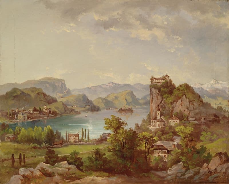 Blick auf Veldes as a canvas print