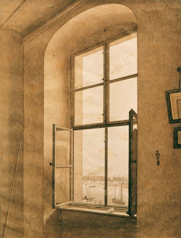 Blick aus dem Atelier des Künstlers in Dresden auf die Elbe (linkes Fenster) (1805-1806) as a canvas print
