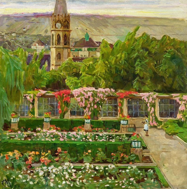 Blick in den Garten der Villa Ast (View of the garden of the Villa Ast) (after 1932) as a canvas print