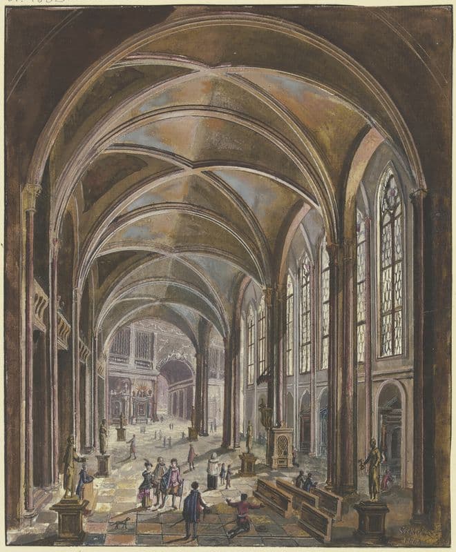 Blick In Ein Kircheninneres Mit Gotischen Fenstern Und Barockausstattung as a canvas print