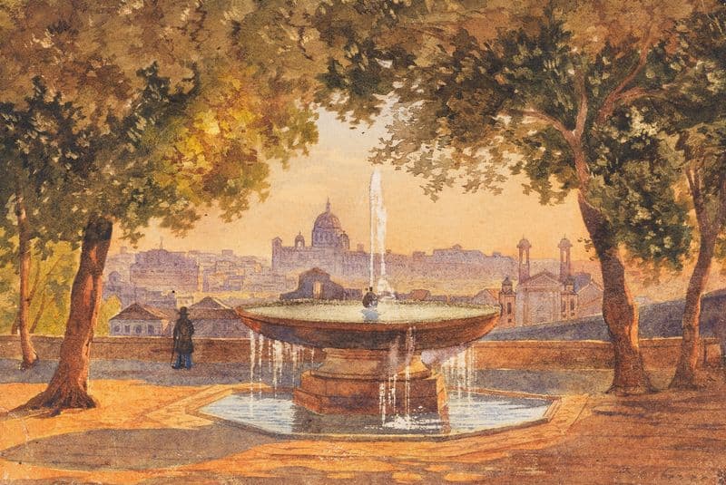 Blick über Rom vom Brunnen der Villa Medici (ca 1850) as a canvas print