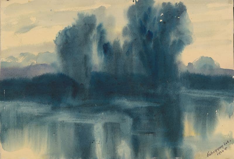 Blue Mood over a Lake as a canvas print