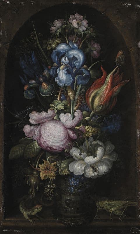 Bouquet Of Flowers In A Stone Niche (1619 - 1620) as a canvas print