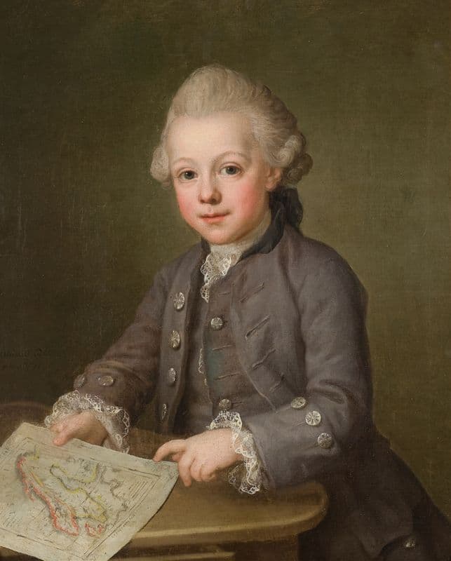 Boy with Map of Scandinavia as a canvas print