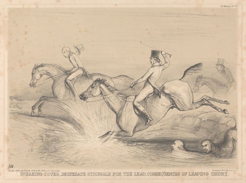 Breaking Cover, Desperate Struggle for the Lead, Consequences of Leaping Short as a canvas print