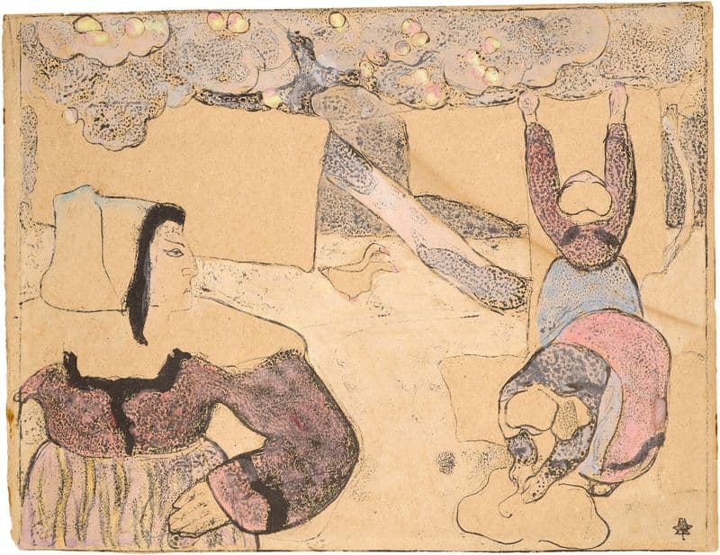 Bretonne étendant le linge, planche issue de Bretonnerie as a canvas print