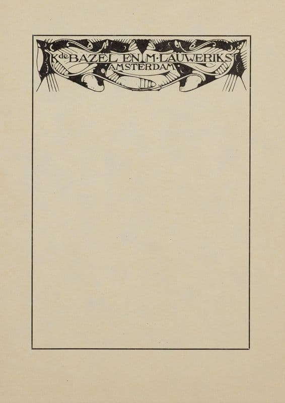 Briefhoofd; K. de Bazel en M. Lauweriks, Amsterdam as a canvas print