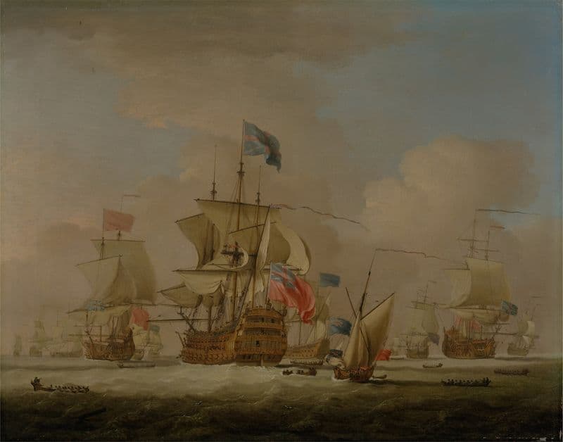 British Men-of-War and a Sloop as a canvas print