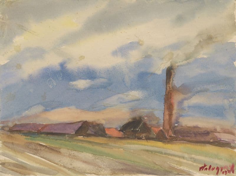 Brown Village (View from the Fields) as a canvas print
