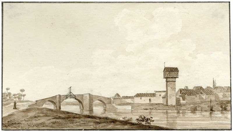 Brug over een rivier bij Valladolid as a canvas print