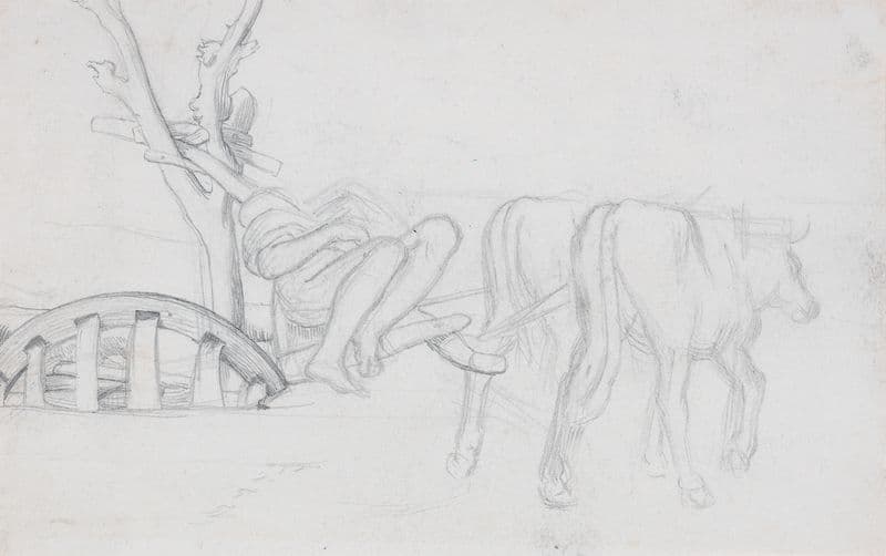Buffaloes working a pump as a canvas print