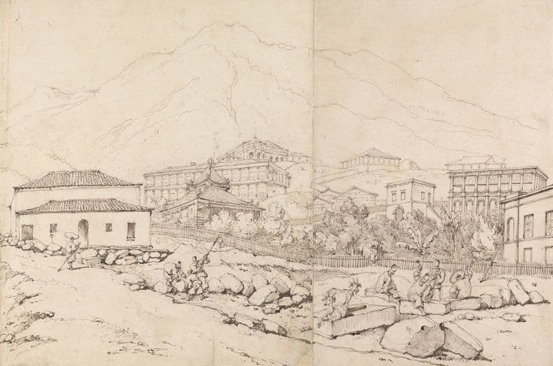 Building on a Hillside in a Mountainous Village as a canvas print
