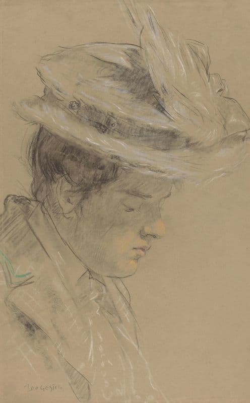 Buste van een vrouw met hoed, naar rechts (20th century) as a canvas print