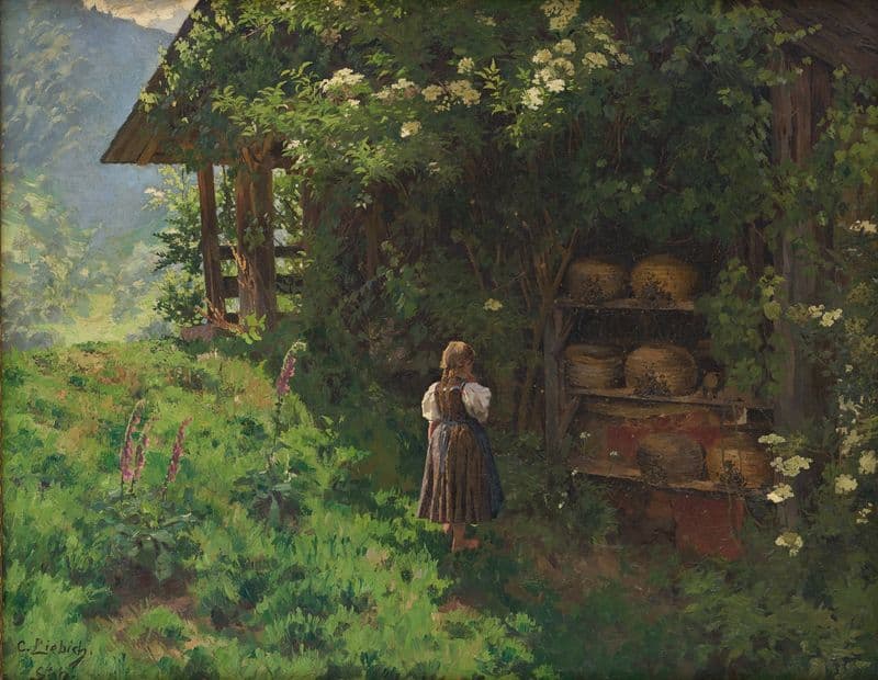 By the Bees (ca 1896) as a canvas print
