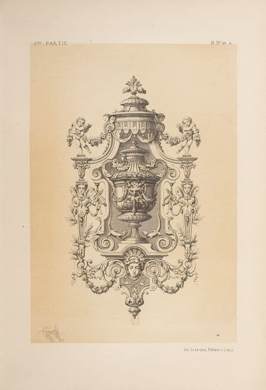 Cadre de miroir et vase; manière de Marot as a canvas print