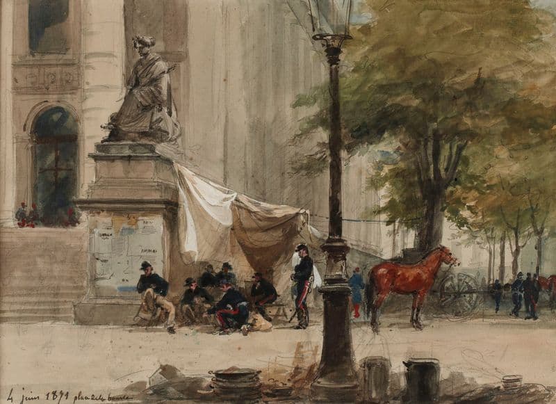 Campement d’artillerie place de la Bourse, 4 juin 1871. as a canvas print