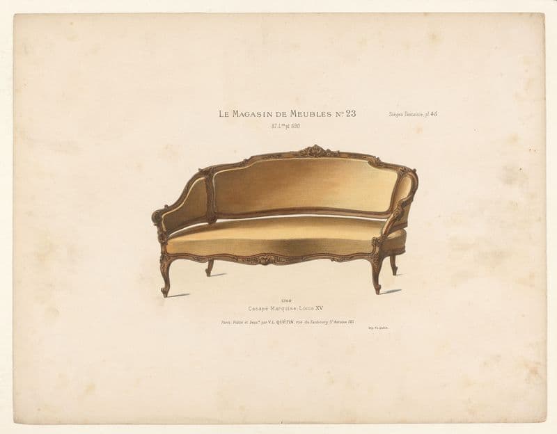 Canapé Marquise, Louis XV (1832 - 1904) as a canvas print
